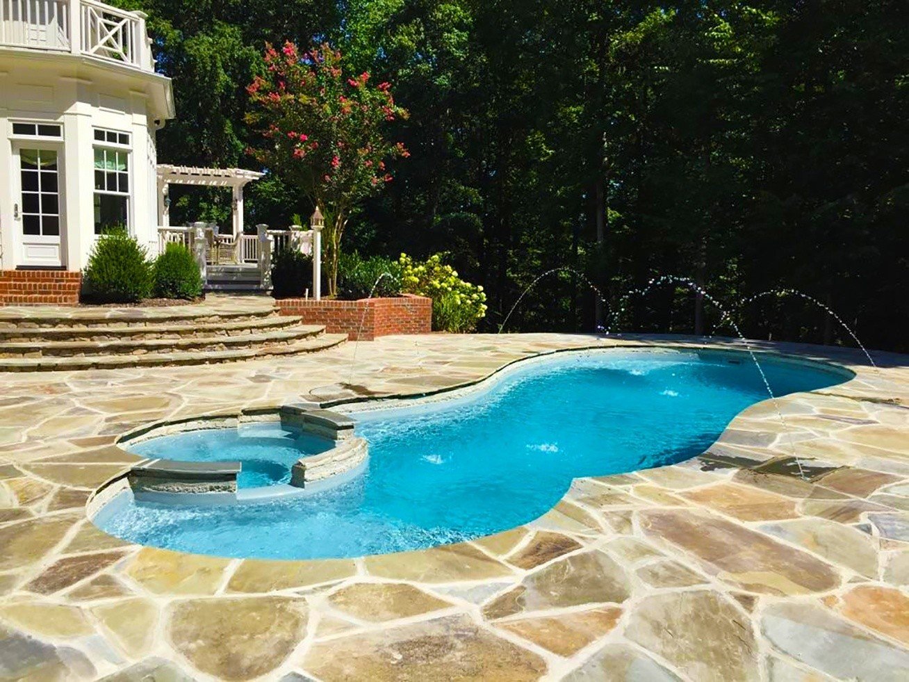 a beautiful fiberglass pool installed by Pioneer Valley Fiberglass Pools and Spas